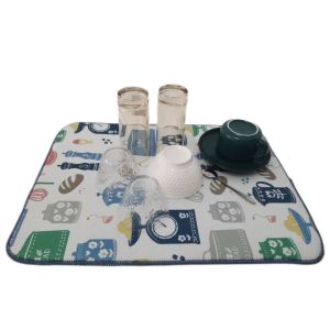 18x24inch Reversible Lemon Printing Microfiber Drying Mat Countertop Drying