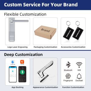 Waterproof Smart Door Lock with 6V Power and 35-75mm Door Thickness for