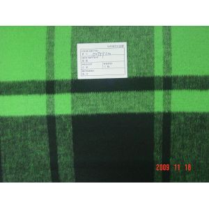 Wool Double sided woollen fleece fabric green lattice