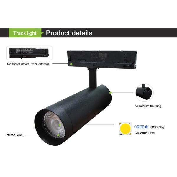 38 Degree LED Ceiling Track Lights 20w White Dimmable Lifud Driver 90RA IP20