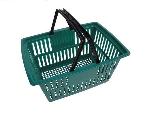 Buy Used Plastic Supermarket Shopping Baskets With Double Handles In Green at wholesale prices