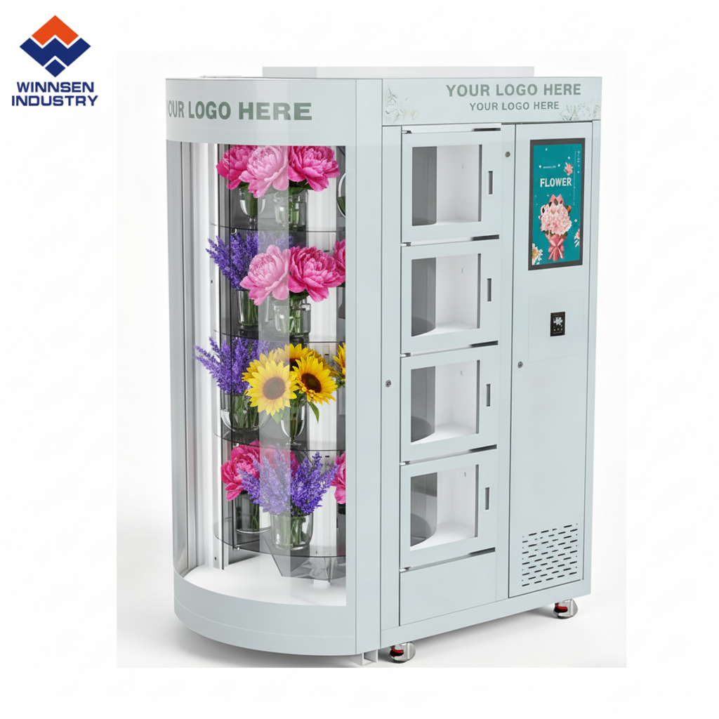 Quality Fresh Flower Vending Machine with Adjustable Temperature Thick Cold Rolled Steel and Power Saving LED Lighting for sale