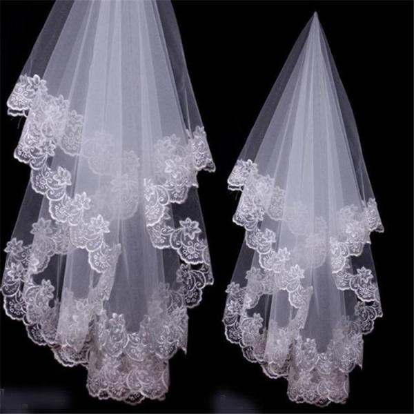 Embroidery Cord lace with Rhinstone Ivory/White Bridal Veil Wedding Accessories