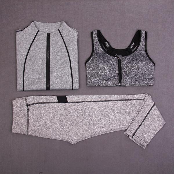 CPG Global High Quality Breathable 3 Pieces Sets Long Sleeves Gym Running Racerback Sports Bra with Yoga Pants T1016