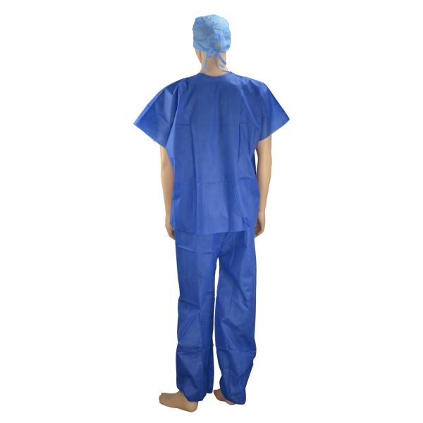 Non Woven SMS Knitted Cuff Lab Shirt Disposable Scrub Suit