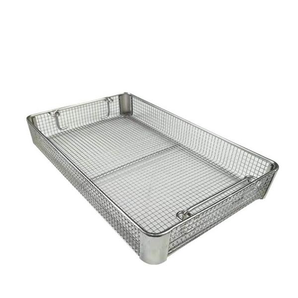 Buy Stainless Steel Medical Sterilization Metal Mesh Basket With Locking Lid at wholesale prices