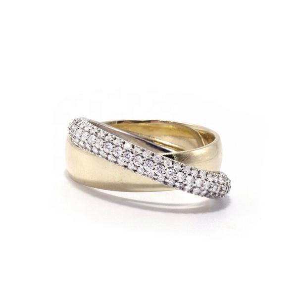 Fashion Unisex Rolling Rings Domed Diamond Band Wide Gold Plated Sterling Silver Rings