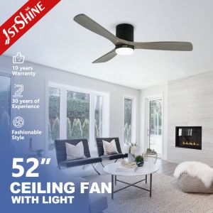 Low Noise 35W Decorative Saving Space Flush Mount Ceiling Fan With LED Light