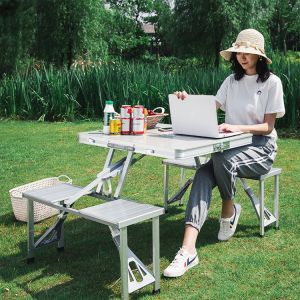 General Portable Space-saving One-piece Camping Table and Chair Set for Outdoor