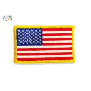 Iron On Backing Embroidered American Flag Patch US Military Style With Merrow Border