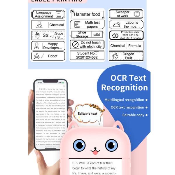 Wireless Pocket Thermal Mini Inkless Printer Adhesive Sticker For IPhone Android