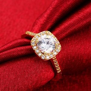 Diamond 18K Gold Plated Rings Size 5 - Size 10 Women Engagement Ring