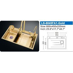 Undermount Double Stainless Steel SUS304 Sink Rose Golden Digital Display