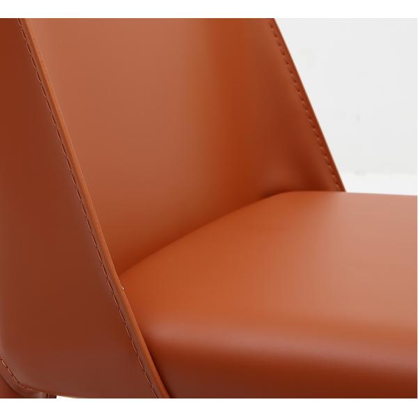 Black Minimalist Dining Chair Saddle Brown Leather Dining Chairs 50cm Seat Height