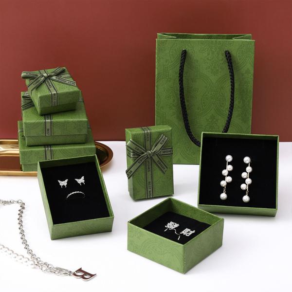 Luxury Lid And Base Type Green Drawer Jewelry Gift Boxes for Necklace Bracelet Earrings Ring