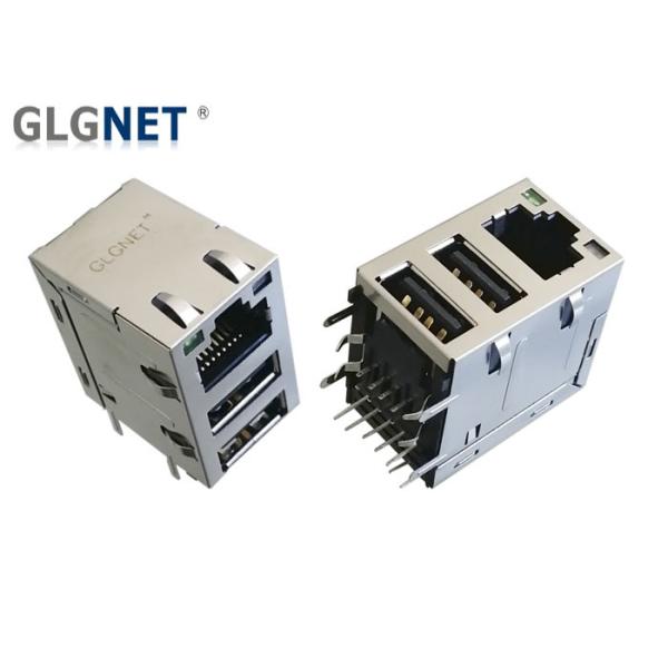 Buy Dual USB 2.0 Interface Magnetic RJ45 Connector Latch Up Integrated Transformer at wholesale prices