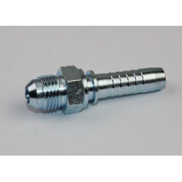 Carton Steel Npt Pipe Fittings , JIC Male 74 Degree Cone Seal In Silver Color (