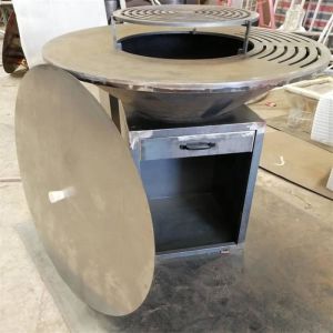 Charcoal Wood Fired Corten Steel Fire Pit Grill With Ash Tray