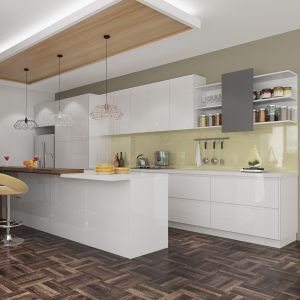 European Style Custom Lacquer Acrylic Finish Solid Wood Kitchen Cabinet