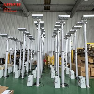 6m fire vehicle mounted pneumatic telescopic light mast tower for fire truck-pan