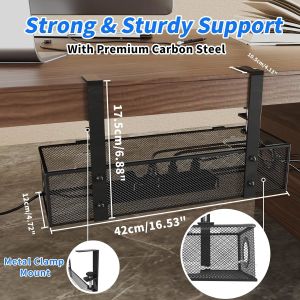Under Table Cord Management Organizer Sustainable Installation Type Wall Mounted