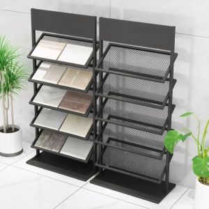 Mesh Shelf Floor Stone Sample Display Rack Granite Sample Display Stands H140cm