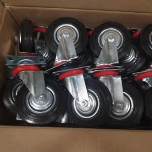 4 Inch Solid Rubber Casters Swivel Locking Threaded Stem Caster Wheels With