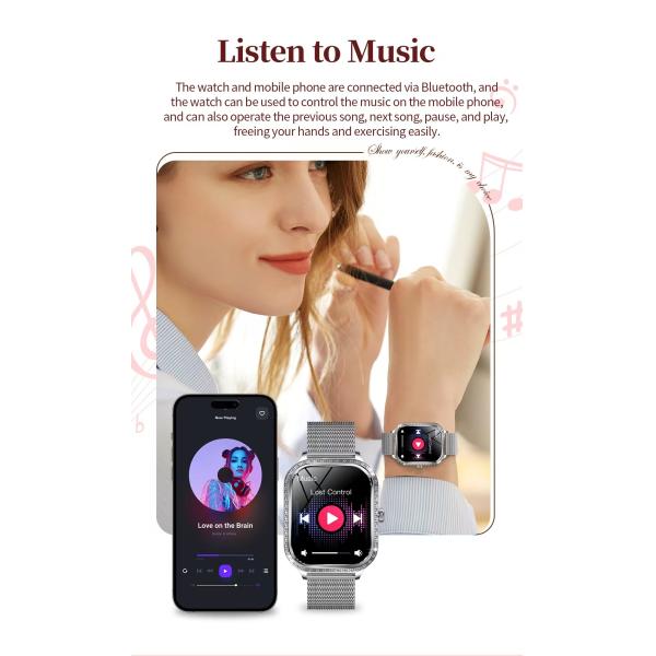 MK88 Women Smart Watch , Multi Sport Smart Watch Health Monitoring BT Call Blood Oxygen