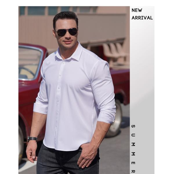 2022 Men's Oversized Tshirt Poplin Fabric Long Sleeve Casual Style Plus Size Shirts