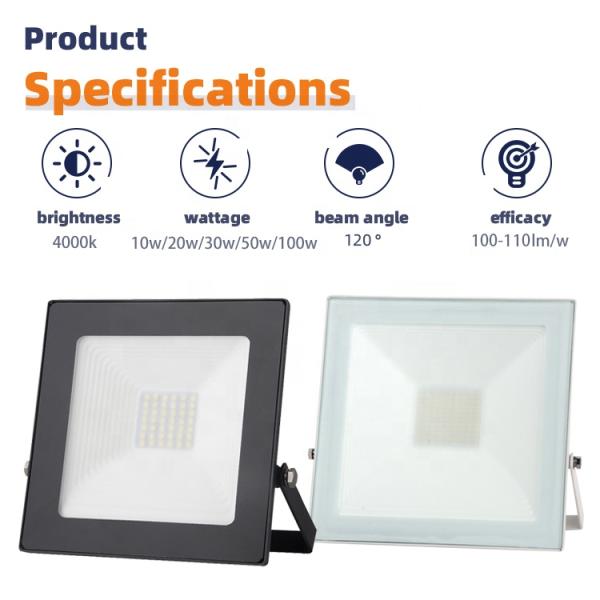Outdoor 50w Waterproof LED Solar Flood Lights Anti Glare Warm White