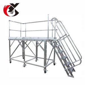 Silver Aluminum Aerial Work Platform , Folding Scaffold Platform 500KG