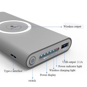 5W QI Standard Wireless 10000mAH Dual USB Power Bank