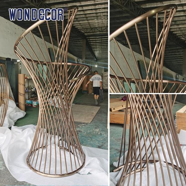 Large abstract outdoor square geometric metal art cross spiral circular tube stainless steel sculpture