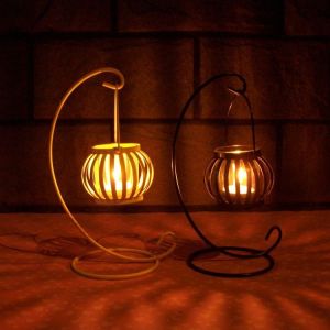Vintage Pumpkin 300g Metal Candle Holders For Decoration
