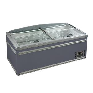 Horizontal Glass Stainless Steel Commercial Island Freezer For Frozen Products