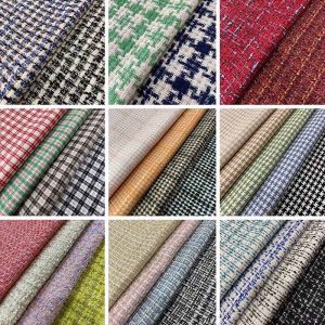 Polyester Shiner Knitting Houndstooth Suit Tweed Wool Fabric Stock