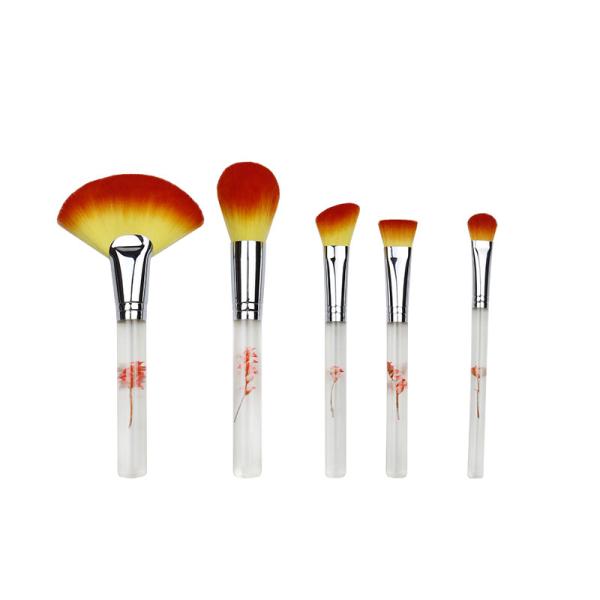 Buy Premium Cosmetic Brush Tools Transparent Resin Handle With Real Flower at wholesale prices
