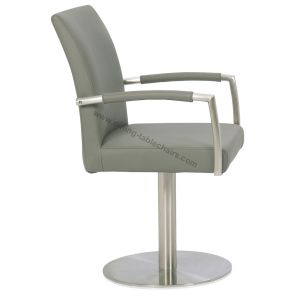 China Stylish Swivelling Stainless Steel Dining Chairs High Risen Padded Armrest on sale