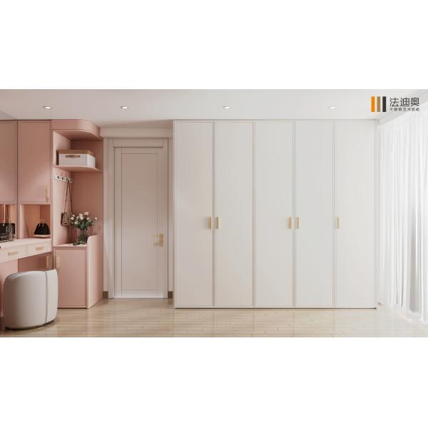 Fadior Modern Wardrobe Blush Pink And Ivory With Custom Stainless Steel Design