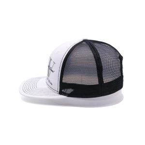 Charcoal White Mesh Back 5 Panel Trucker Cap Female Snapback Hat