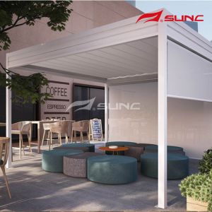 Led Light Retractable Roof Awning Weather Resistant With Roller Shades
