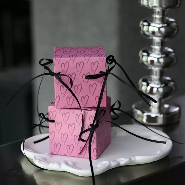 Buy Custom Pink Wedding Candy Box Chocolate Bread Box Bow Gift Folding Box Wedding Table Candy at wholesale prices