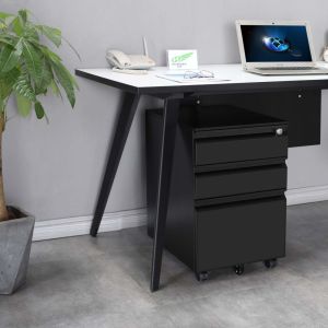 3 Drawer White Metal Under Desk Mobile Pedestal