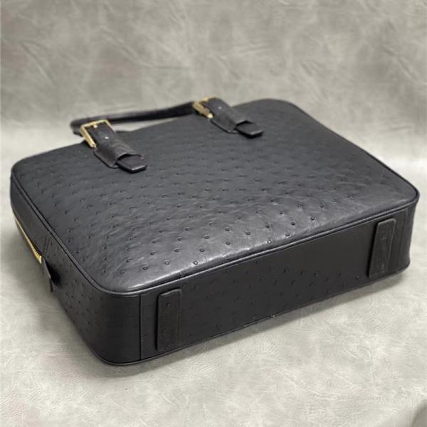 Authentic Real True Ostrich Skin Businessmen Briefcase Laptop Purse Bag Genuine Exotic Leather Male Working Handbag