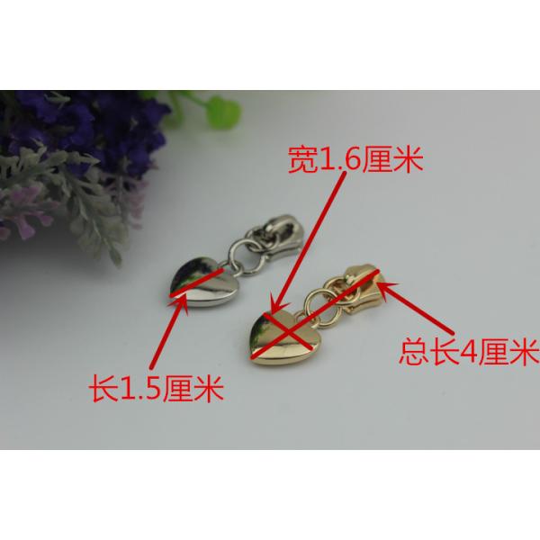 High grade small style bag metal accessories light gold heart shape zipper puller with slider 5#