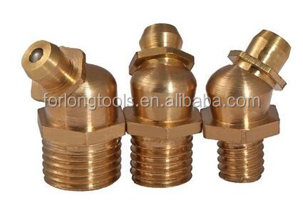Drill Sleeve and Button Connection Customized Forged 45 Degree Brass Grease Nipple 1/4"-28 UNF with OEM Support
