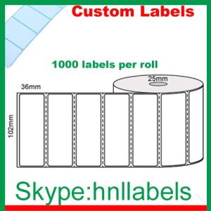 Quality Thermal Transfer Labels 102mmX36mm/1 Plain Transfer Roll Perm, Perfs,1,000Lpr,25mm core for sale