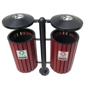 Quality Steel Wooden 240L 120L 2 Compartment Trash Can for sale