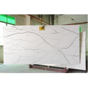 Scratch Resistant Grey Veined Calacatta Quartz Stone Building Materials