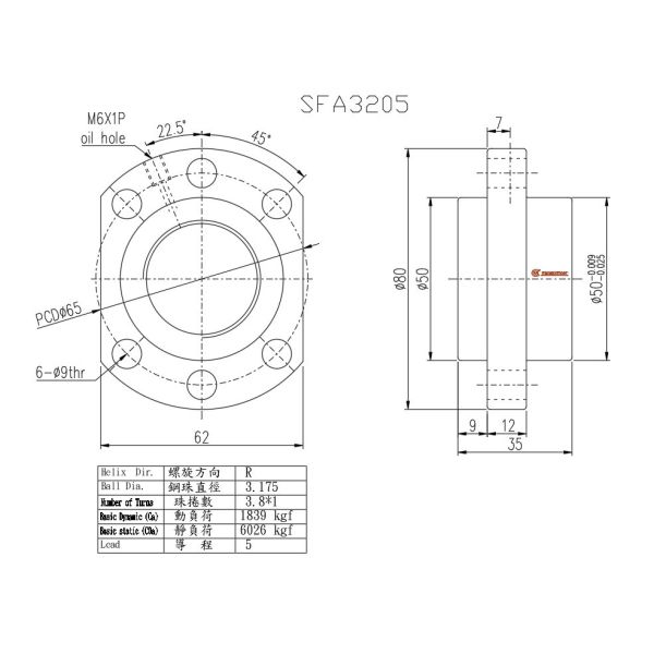 TBI Ball Screw SFA3205 Ball Screw Bearing 32mm Diameter Ball Screws